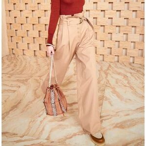 Ulla Johnson Womens brown 100% cotton Harriet pleated belted trousers 10